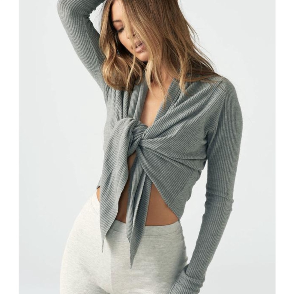 NWOT Joah Brown Front Tie Cardigan in grey